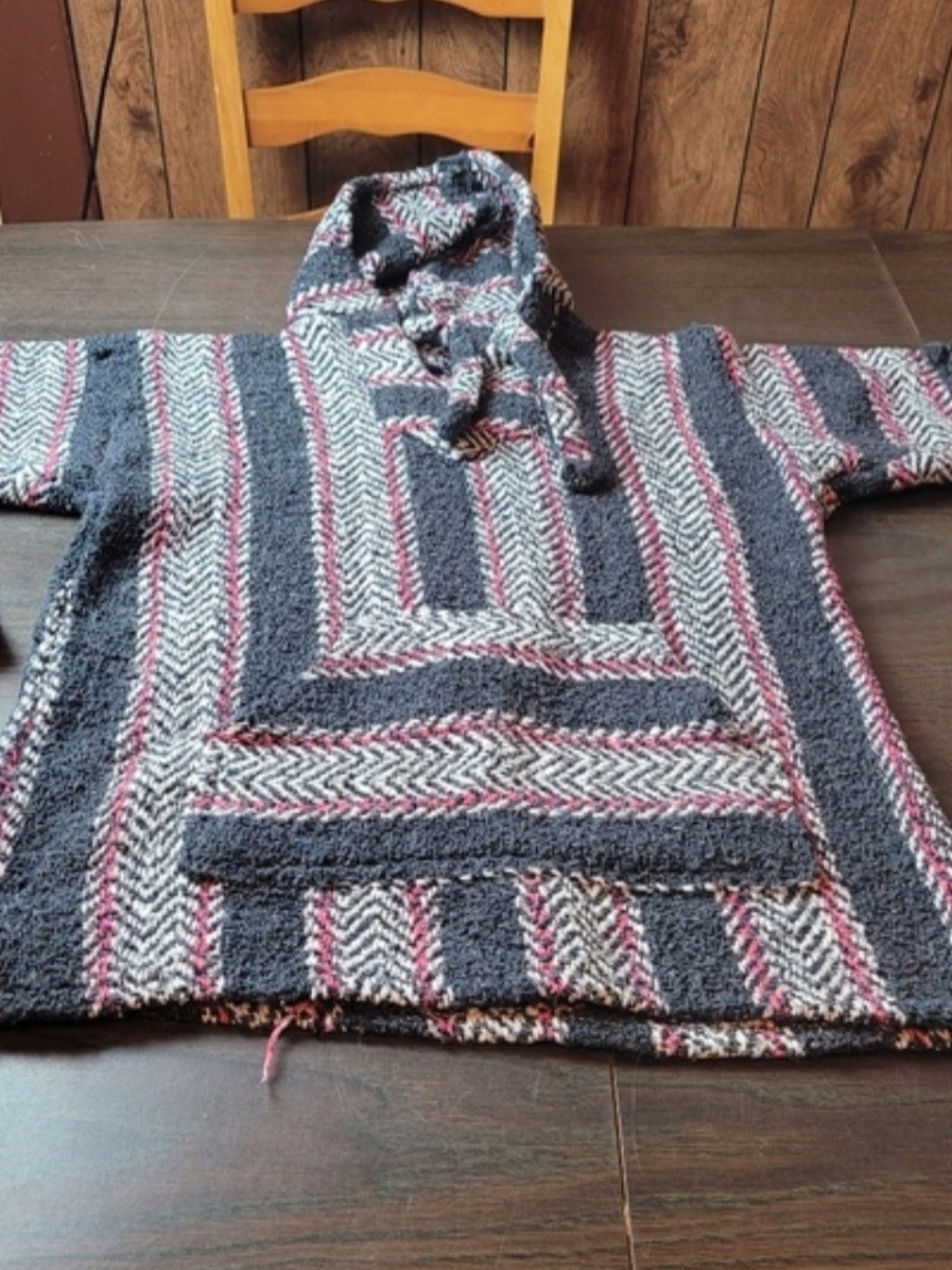Earth Ragz Striped Baja Pullover Hoodie Small
